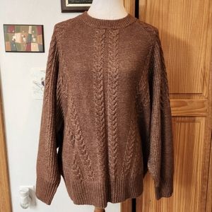 NWOT Design History Super Soft Brown Cable Knit Sweater Size XXL
